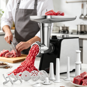3200W Max Electric Meat Grinder & Sausage Stuffer – Heavy Duty Mincer, 2 Blades, 3 Plates, 3 Tubes, Kit for Home Kitchen Use