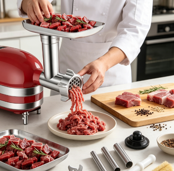 Stand Mixer Meat Grinder Attachment – Metal, Includes Sausage Stuffer